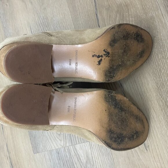 Banana Republic Hello Sole Mate Suede Leather Zip Fringe Ankle Booties 8.5M - Picture 5 of 7